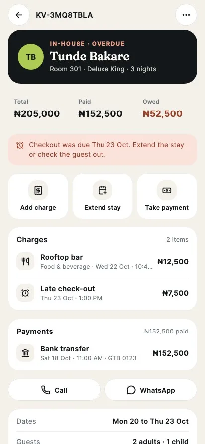 An in-house booking in Keverna for Hosts